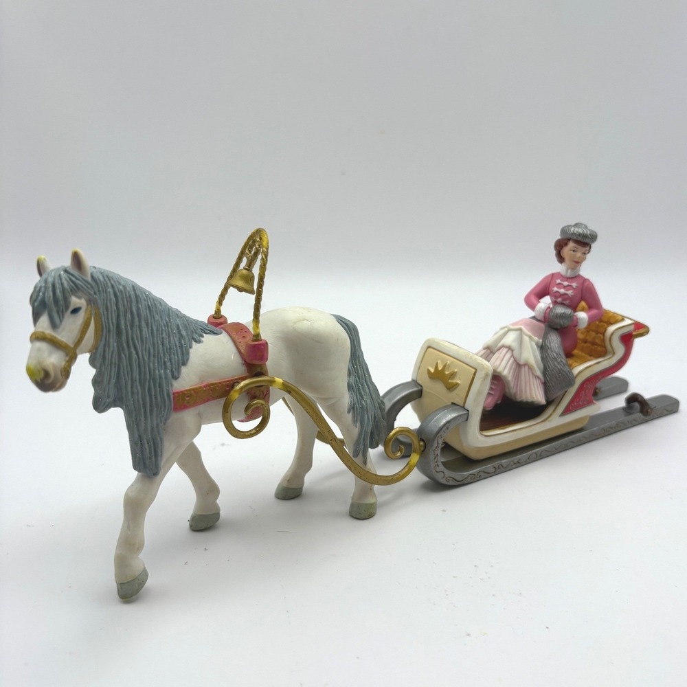 Vintage 2006 Papo Princess Sleigh Horse & Carriage Figurine Set 39024 Retired